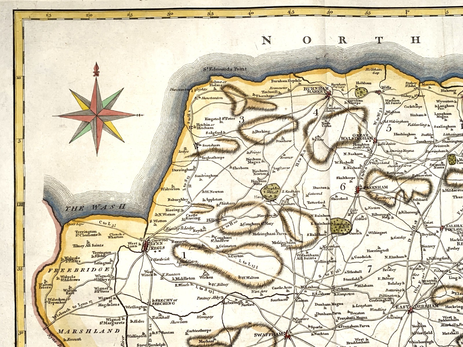 Antique Map NORFOLK Large Original John Cary, Camden, Stockdale 1806