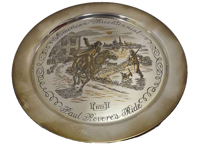 The Danbury Mint Solid Sterling Silver “Paul Revere’s Ride 1775” 8″d., 8.1 oz
