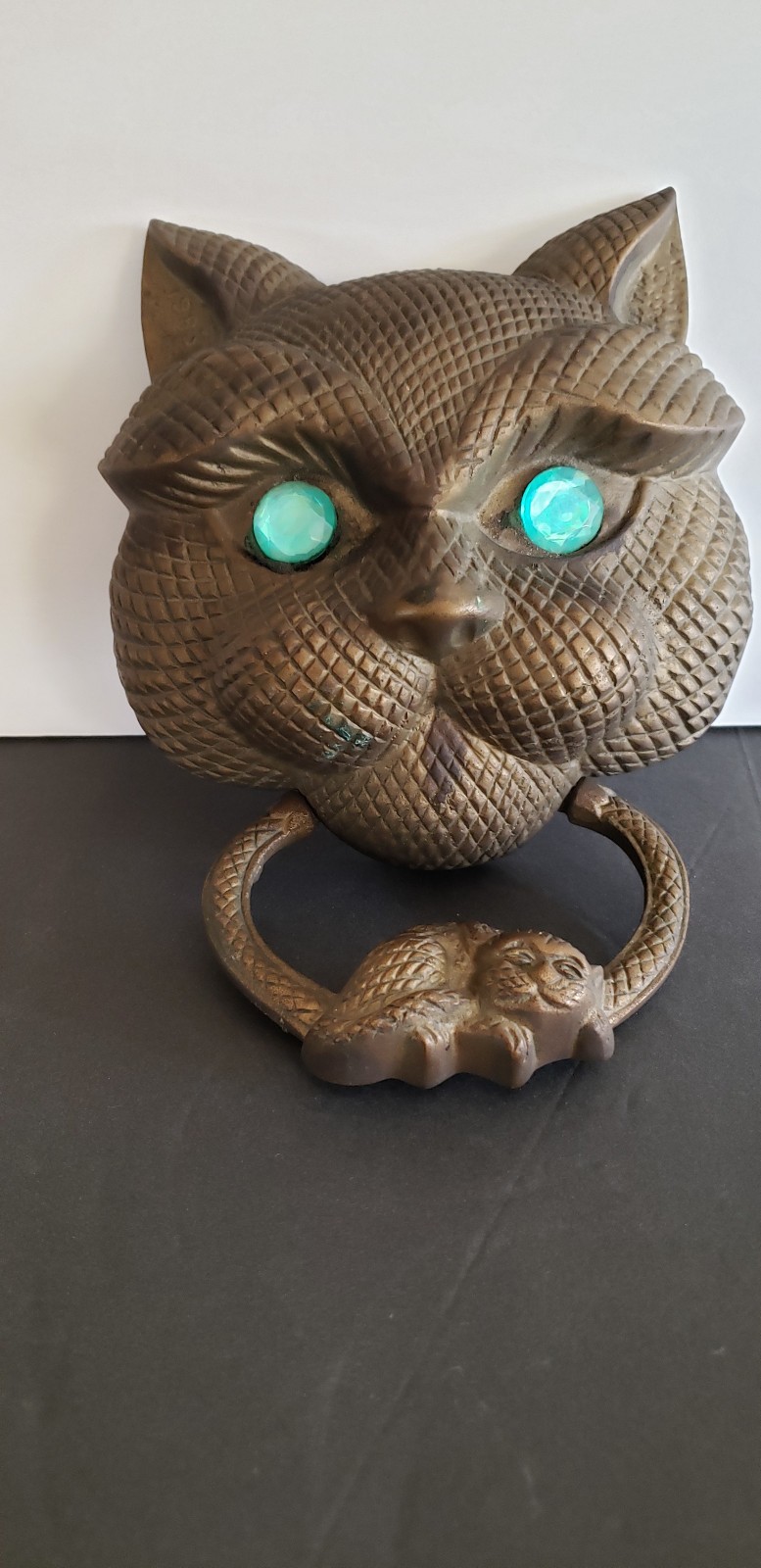 Vintage Cast Brass Cat Door Knocker~Complete~1983~Excellent Condition