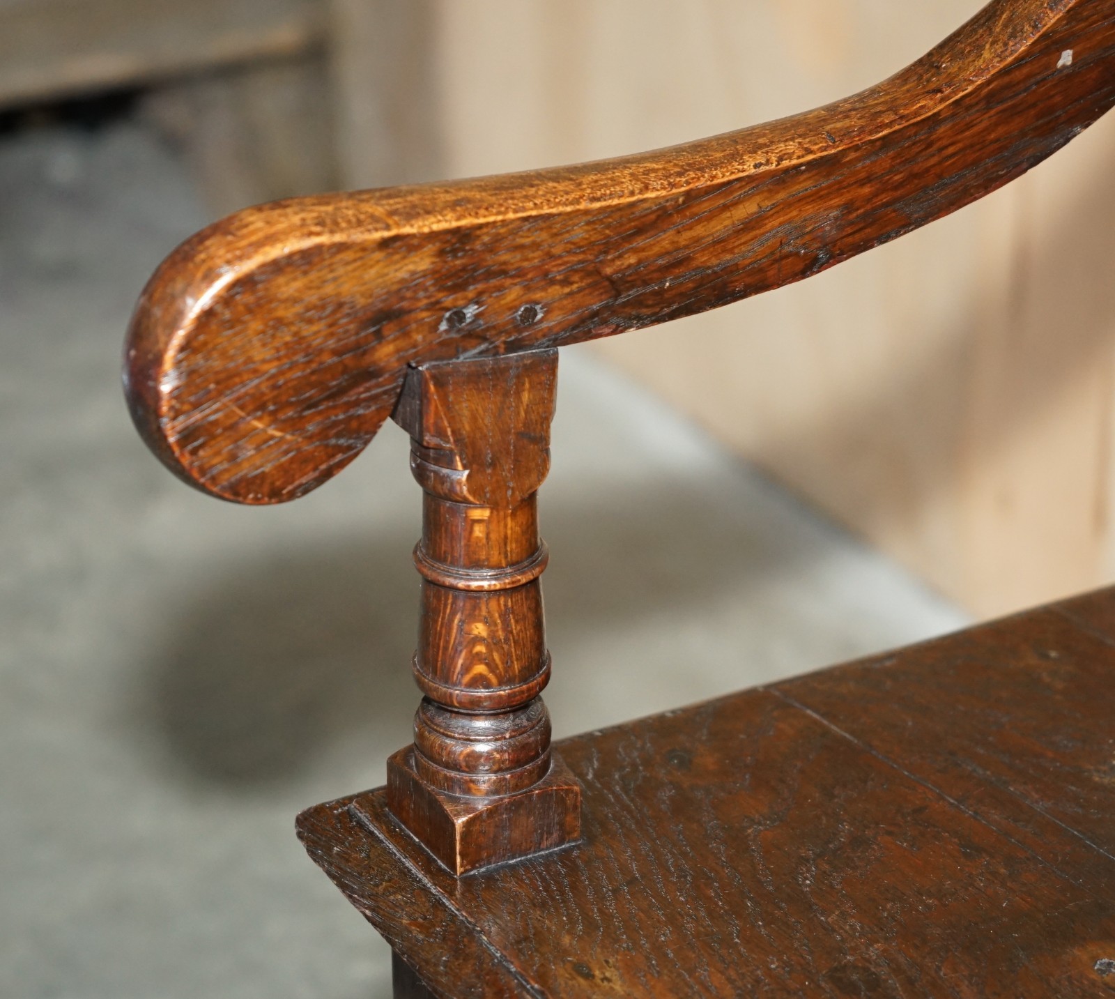 ANTIQUE EXCEPTIONALLY RARE 1677 DATED JOHN HALL ARMCHAIR NORTHERN ENGLAND OAK