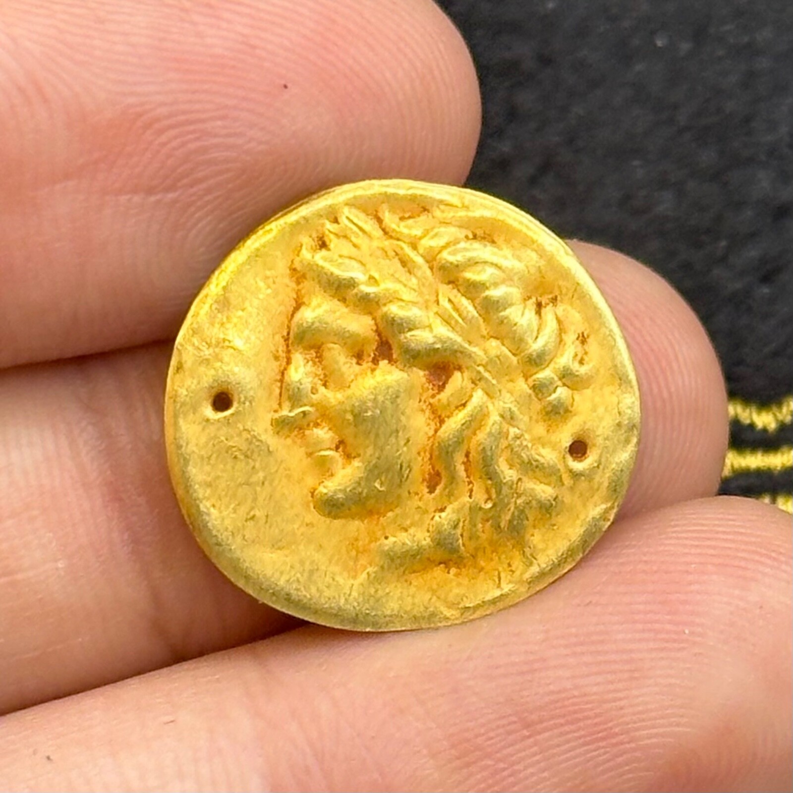 Genuine Ancient Roman Greek King Face High Carat Gold Coin