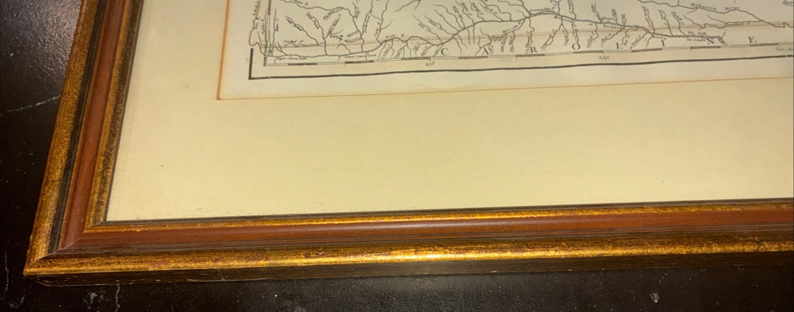 Antique 1755 Framed/Matted VAUGONDY MAP Chesapeake Virginia Maryland Delaware