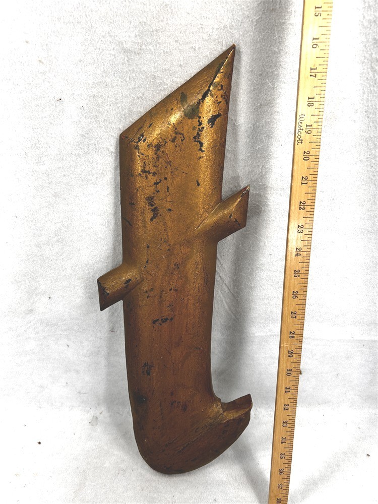 antique wooden alphabet letter T 24 tall gold gilt carved original 19thc