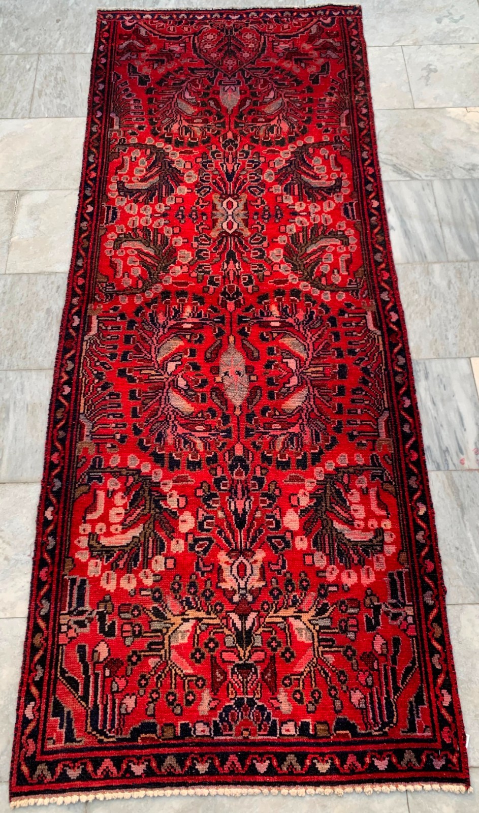 Vintage Afghan Hallway Rug Hand Knotted Oushak Design Wool Runner Rug 3×8 ft
