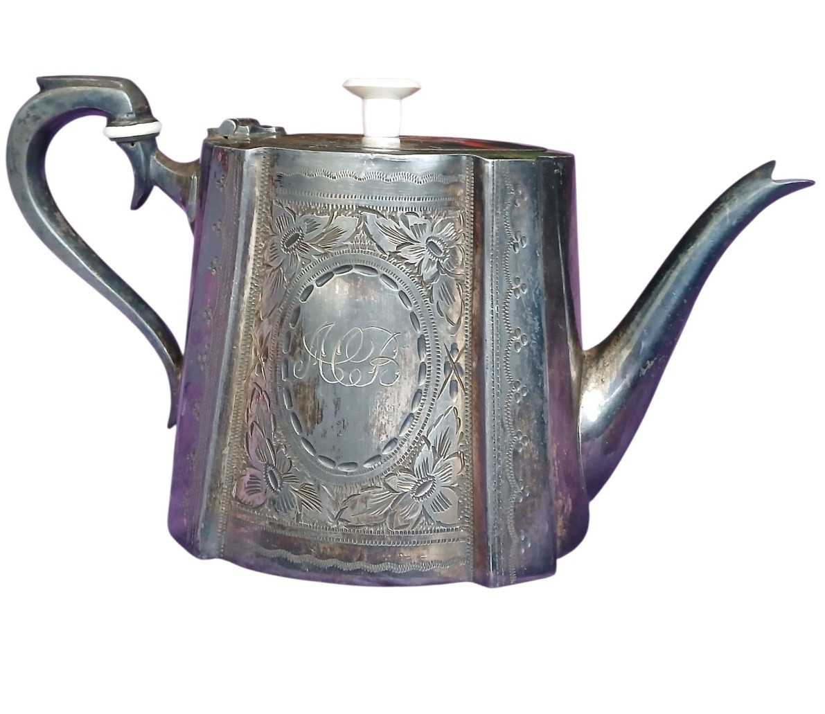 Antique Victorian Silver Plated Teapot Martin Hall & Co Sheffield 1860-1890