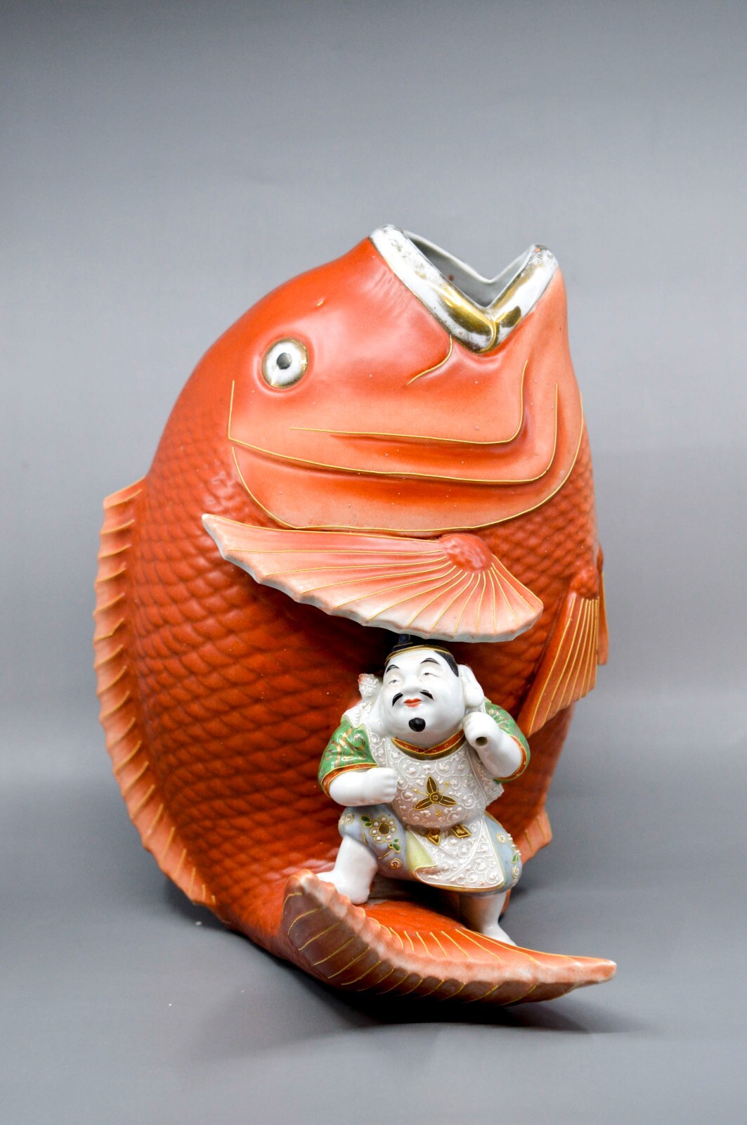Vintage, Japanese, porcelain statue, vase, 12 inches tall
