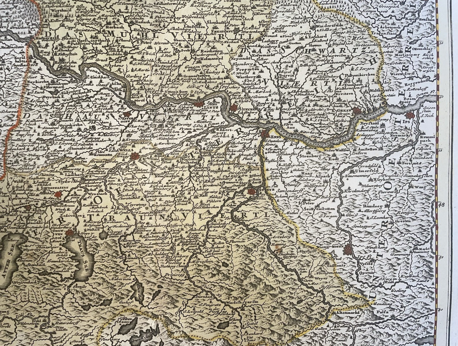 NORTHERN AUSTRIA 1719 CHRISTOPHER WEIGEL LARGE ANTIQUE MAP 18TH CENTURY