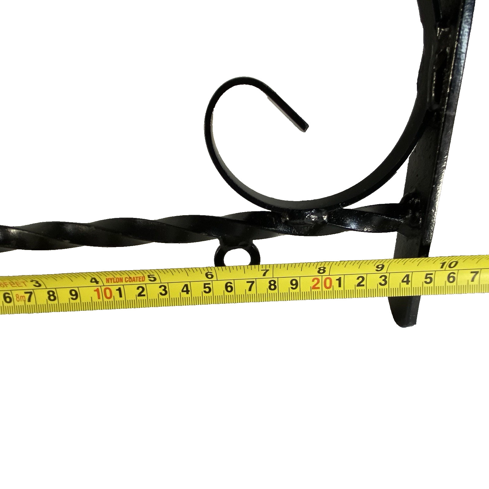 Vtg -Antiq Scroll Sign Bracket Twisted Post Decorative Finial Wrought Iron Black