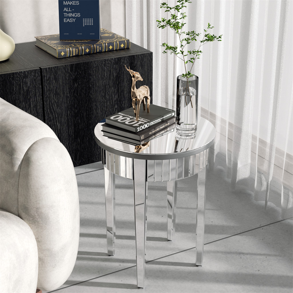 Luxury Silver Crystal Mirrored Sofa Side End Bedside Accent Table Bedroom Decor