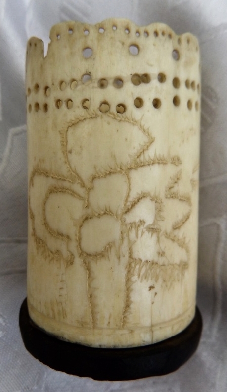 Old Chinese Carved Cow Bone Toothpick / Match / Cigarette Holder