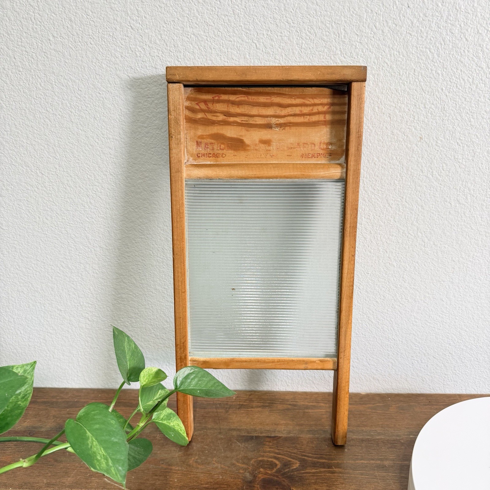Vintage Victory Glass Washboard Wood Frame Primitive Rustic Farmhouse Decor #508