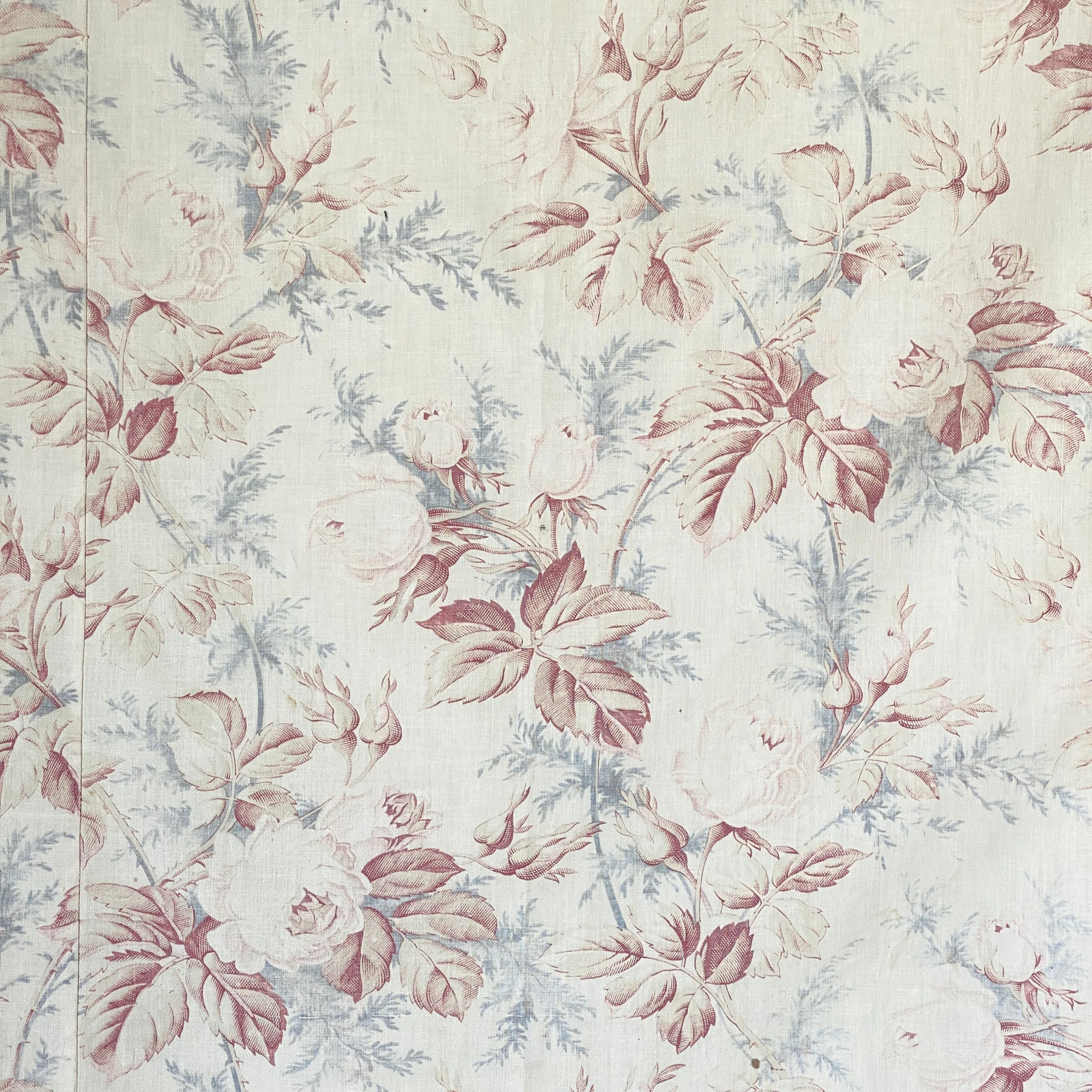 Vintage French Carnation Fabric multidirectional pink and yellow flowered fabri