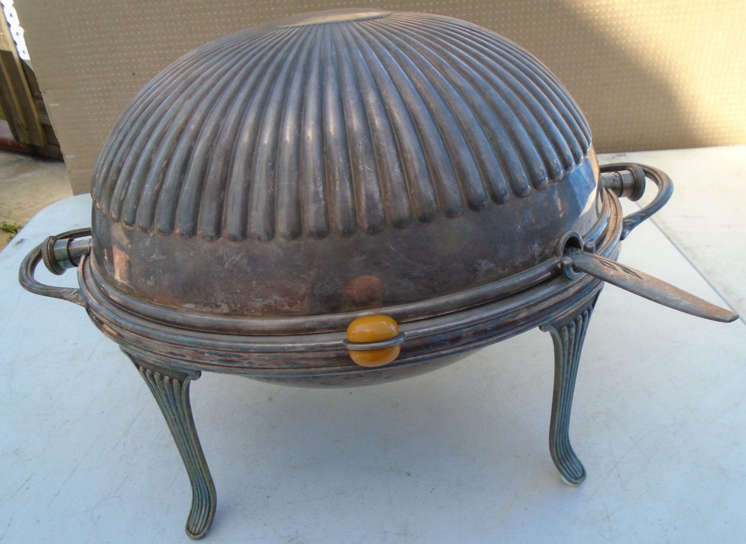 Breakfast Warmer HA EA FA Atkin Domed English Ribbed Rolltop Silverplated 14 x 9