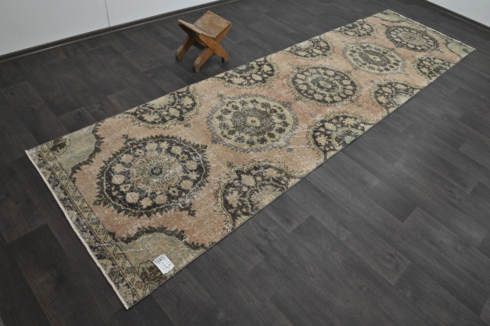 Vintage Turkish Runner Rug 3x12ft Wool Anatolian Handmade Hallway Oushak BROWN