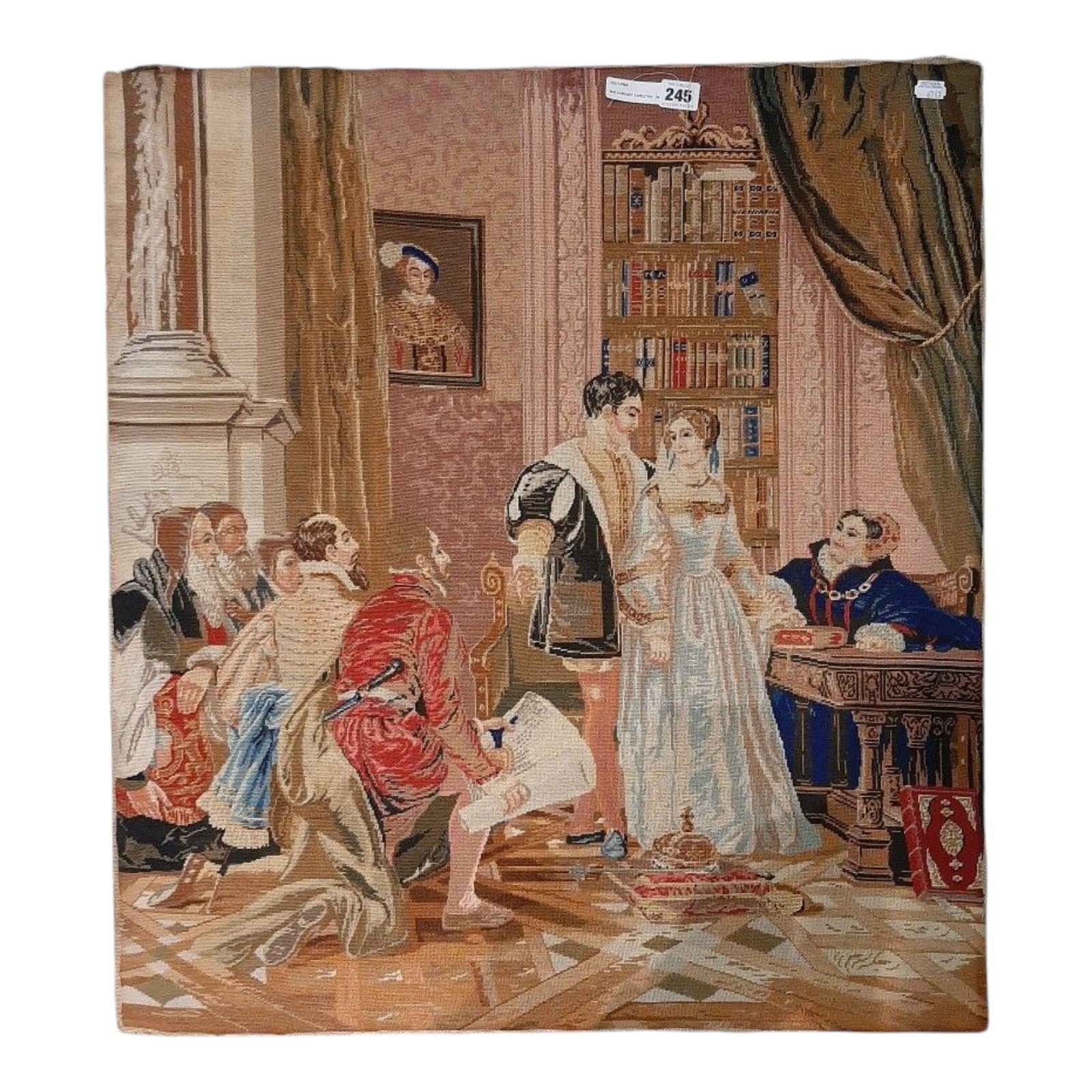 Large Mid 19th Century Woolwork Tapestry Mary I History