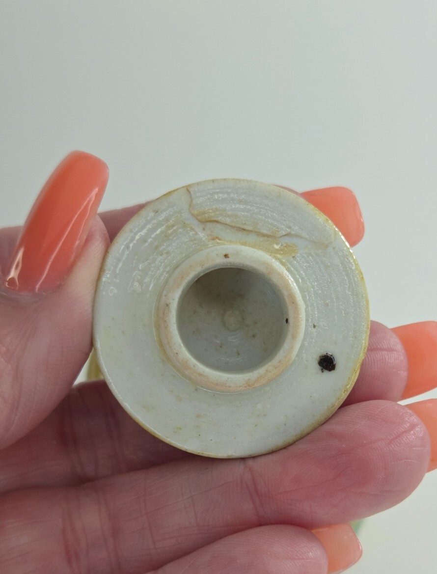 RARE Antique 19th C Raised Relief Miniature Porcelain Ginger Jar Vase 2 1/5″