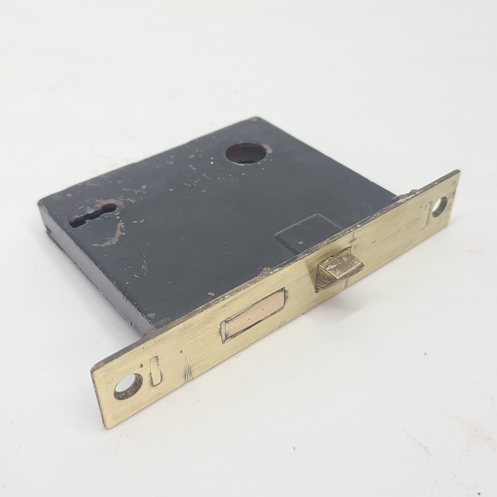 Gold Tone Mortise Lock Door Hardware Salvage Estate Skeleton Keyhole NO Key (C)