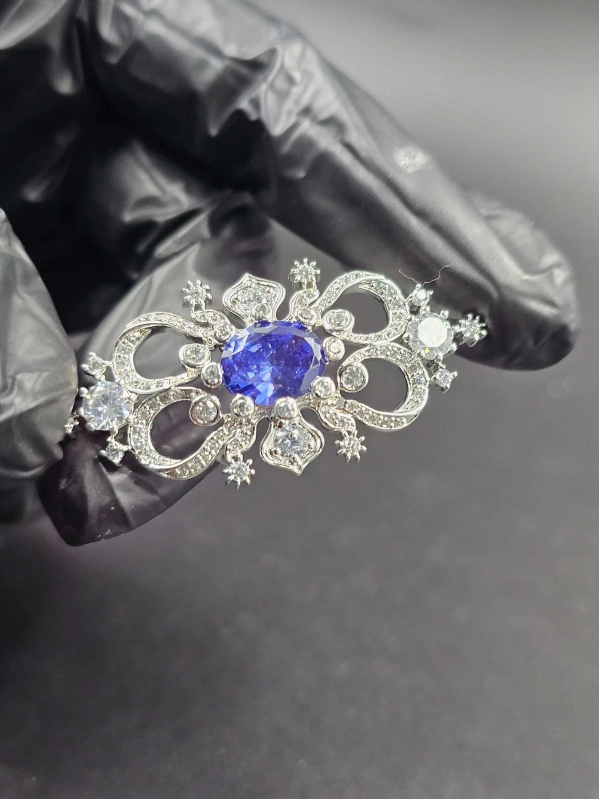 14K White Gold Plated 3.00Ct Oval Cut Lab Created Sapphire Women’s Brooch Pin