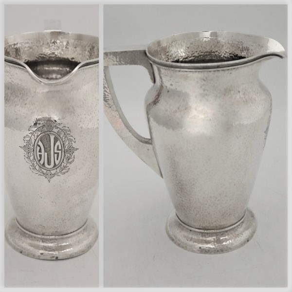 Schofield Baltimore Tudor Corinthian Hammered Sterling Silver Water Pitcher 23.3
