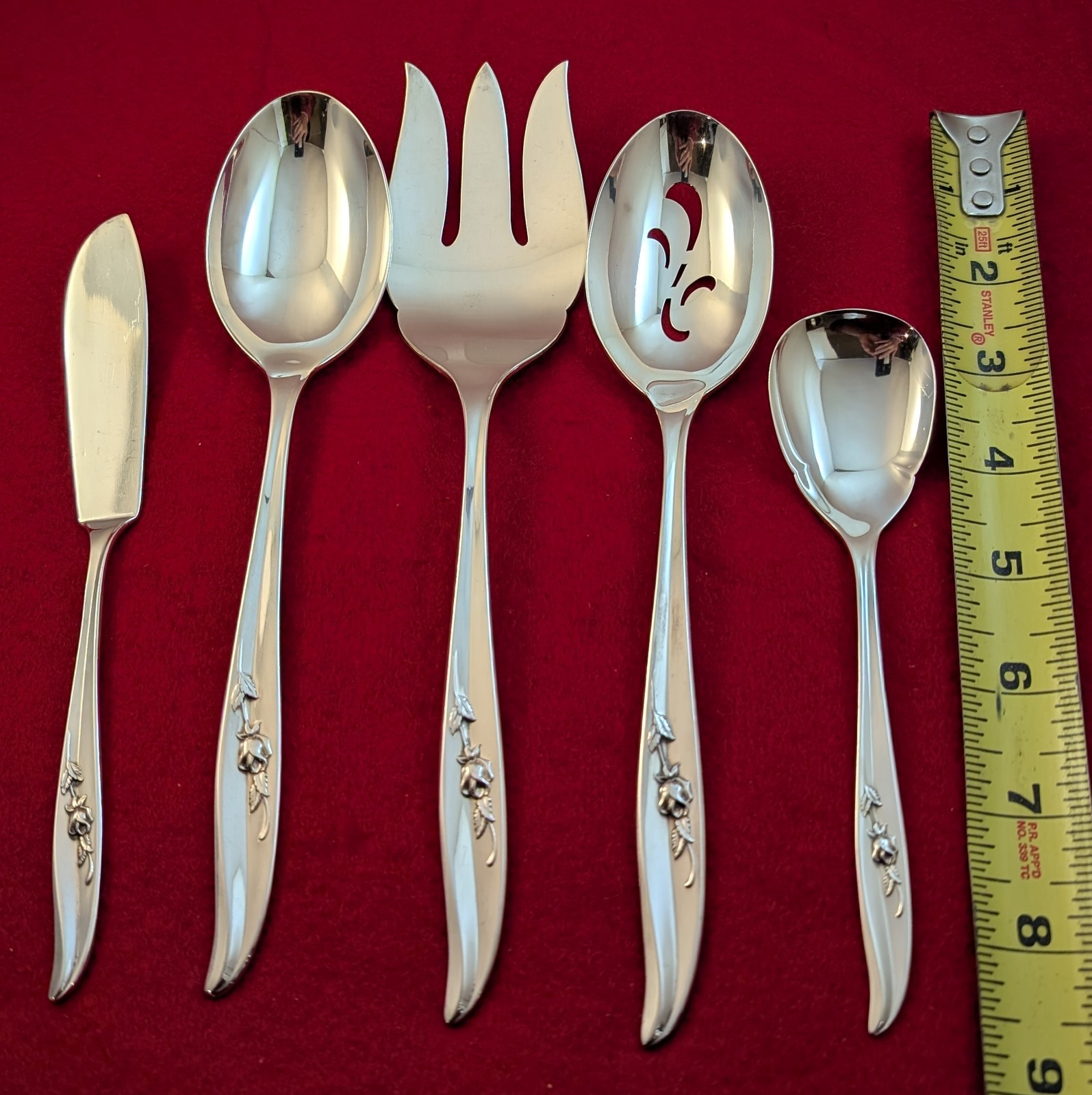 International Silver 1847 Rogers MAGIC ROSE Silverplate 5-Piece Serving Set