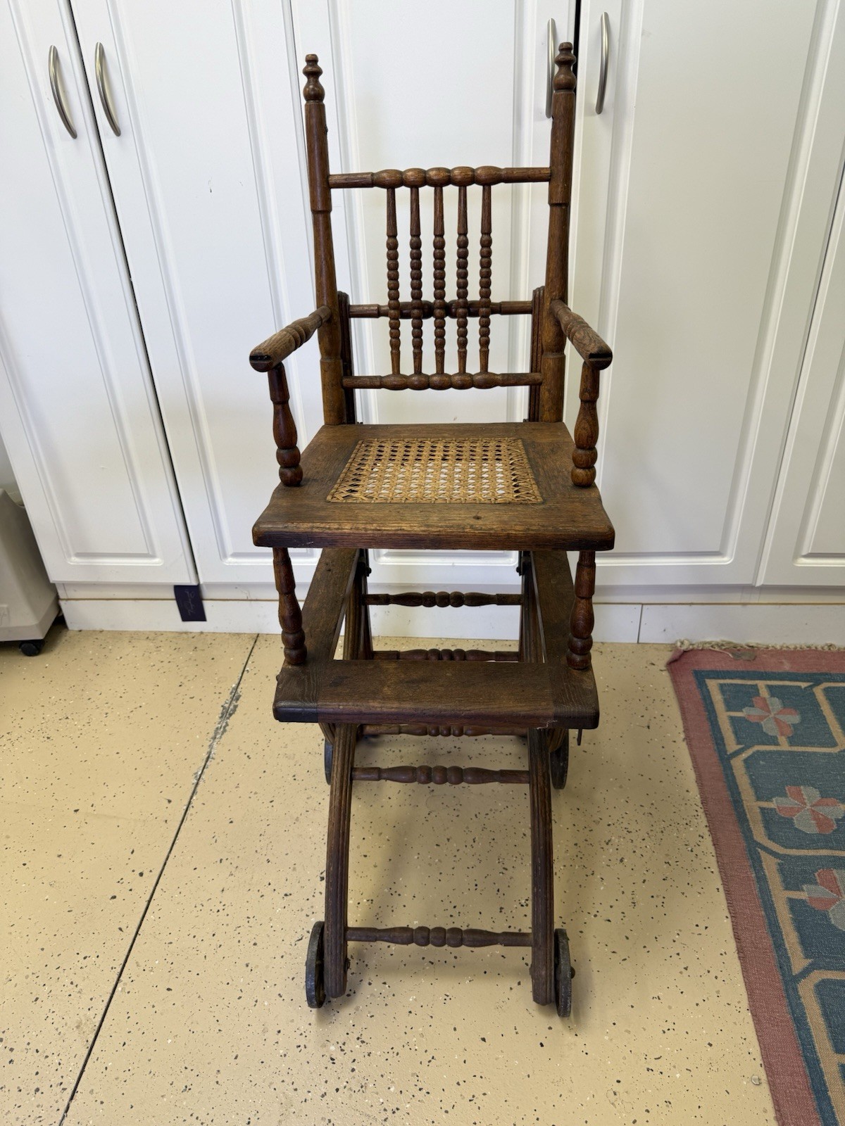 Antique Oak?? High Chair And Stroller Combination Chair
