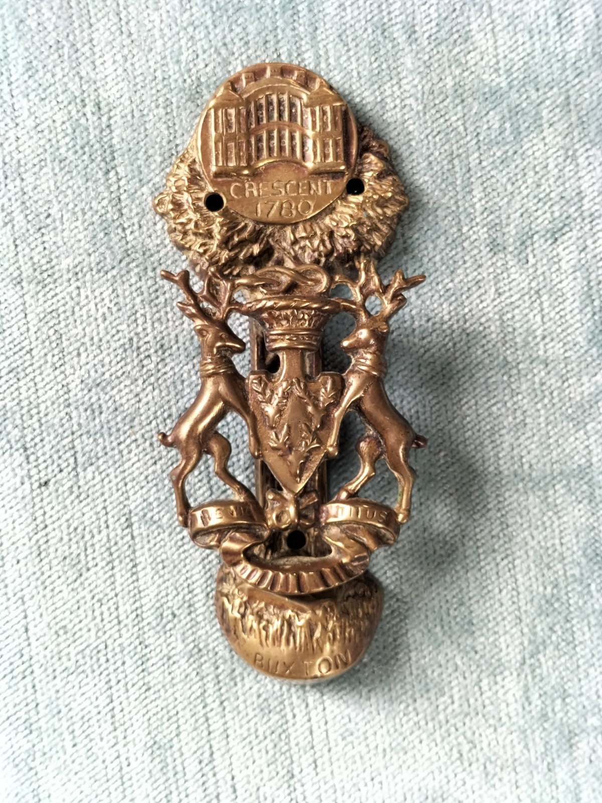 Buxton Crescent Door Knocker, Brass, Vintage, 11cm L