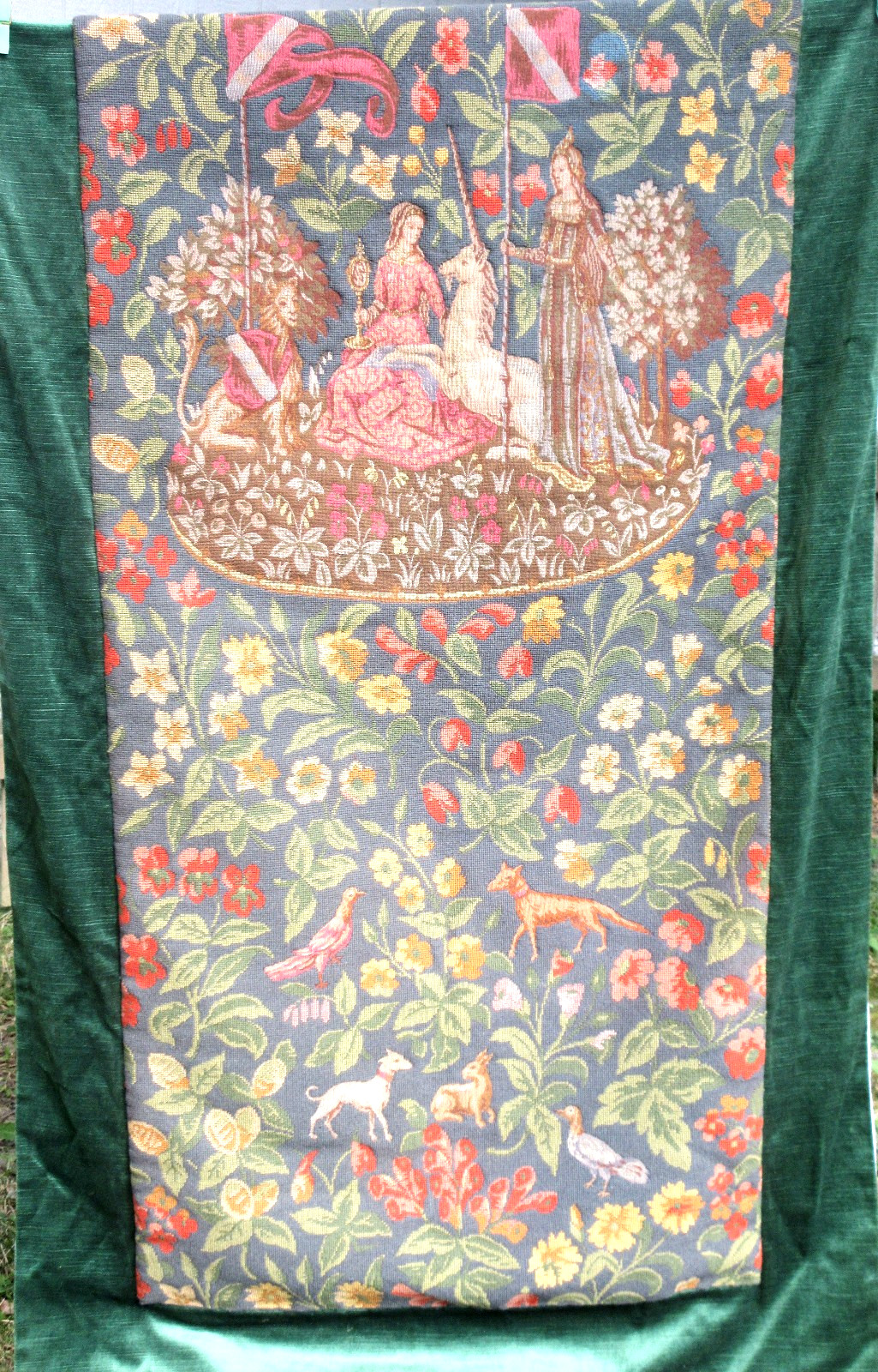 GORGEOUS Antique French Renaissance 40X73 Tapestry Rare Decorative Art c.1800S