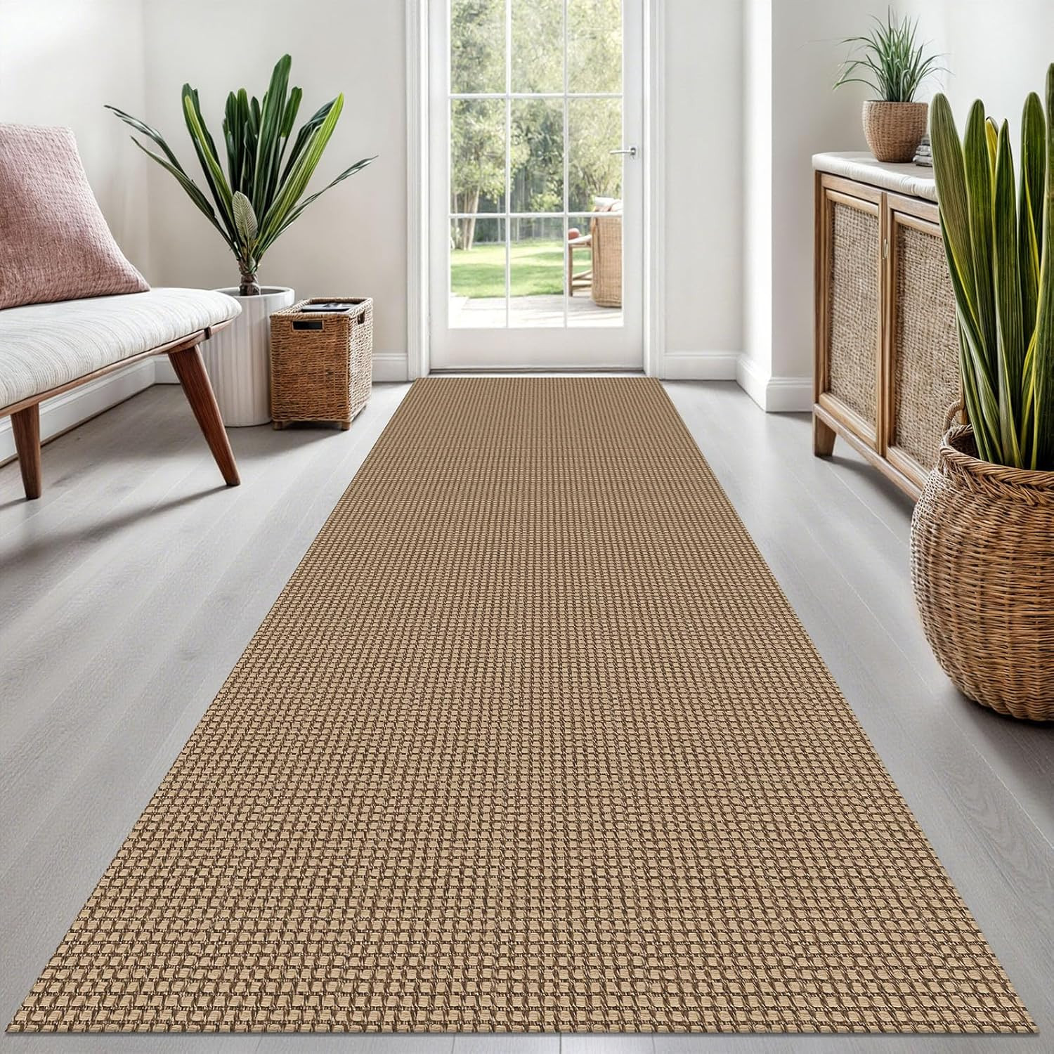 Washable 3×8 Ft Woven Runner Rug – Non-Slip Indoor Carpet for Hallways & Kitchen