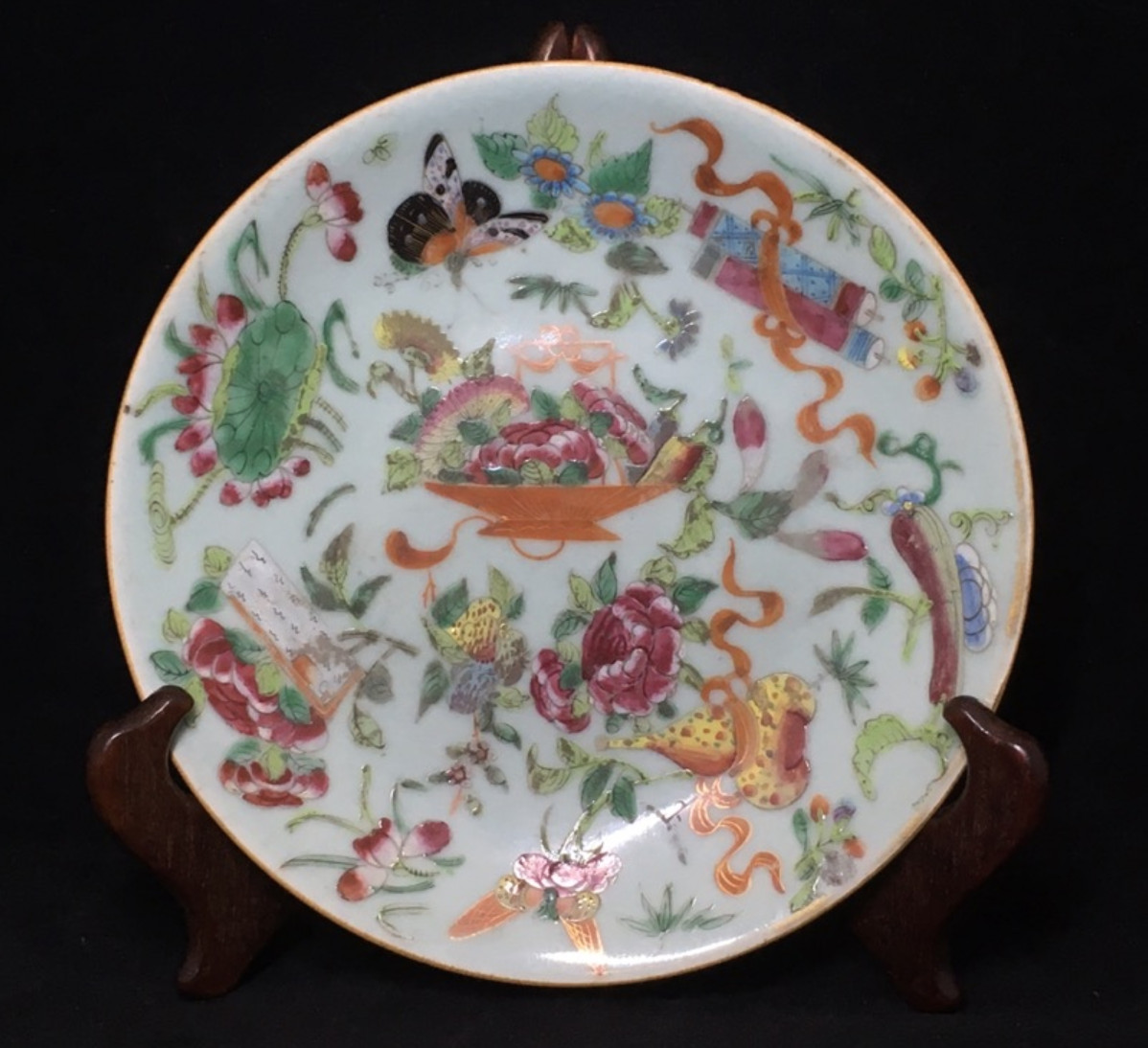 Chinese Qing Dynasty Old Plate Dish singed / 清朝粉彩磁器 / W19 [cm]