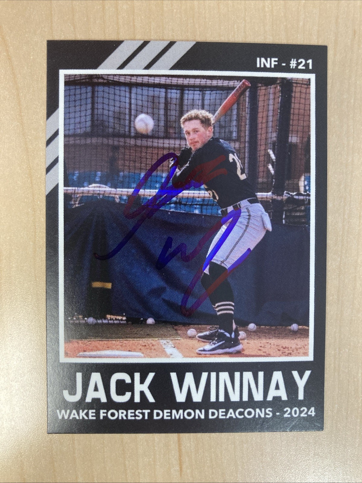 Jack Winnay – AUTO Custom Baseball Signed Card – Wake Forest / Boston Red Sox