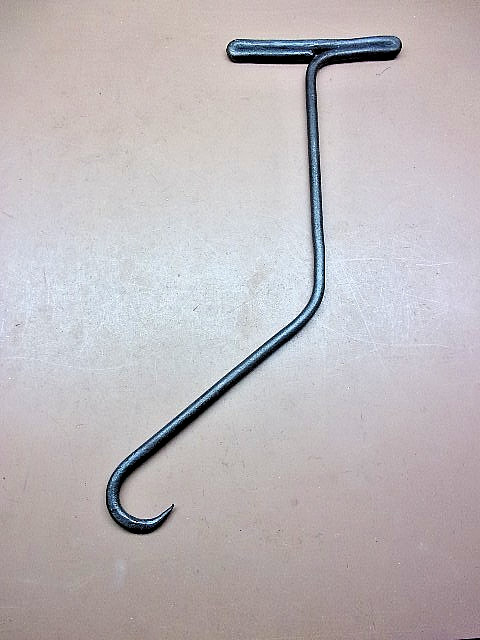 Vintage Blacksmith Forged Uniquely Curved Iron Hook 18” Long Weighs 1 Lb. CLEAN!
