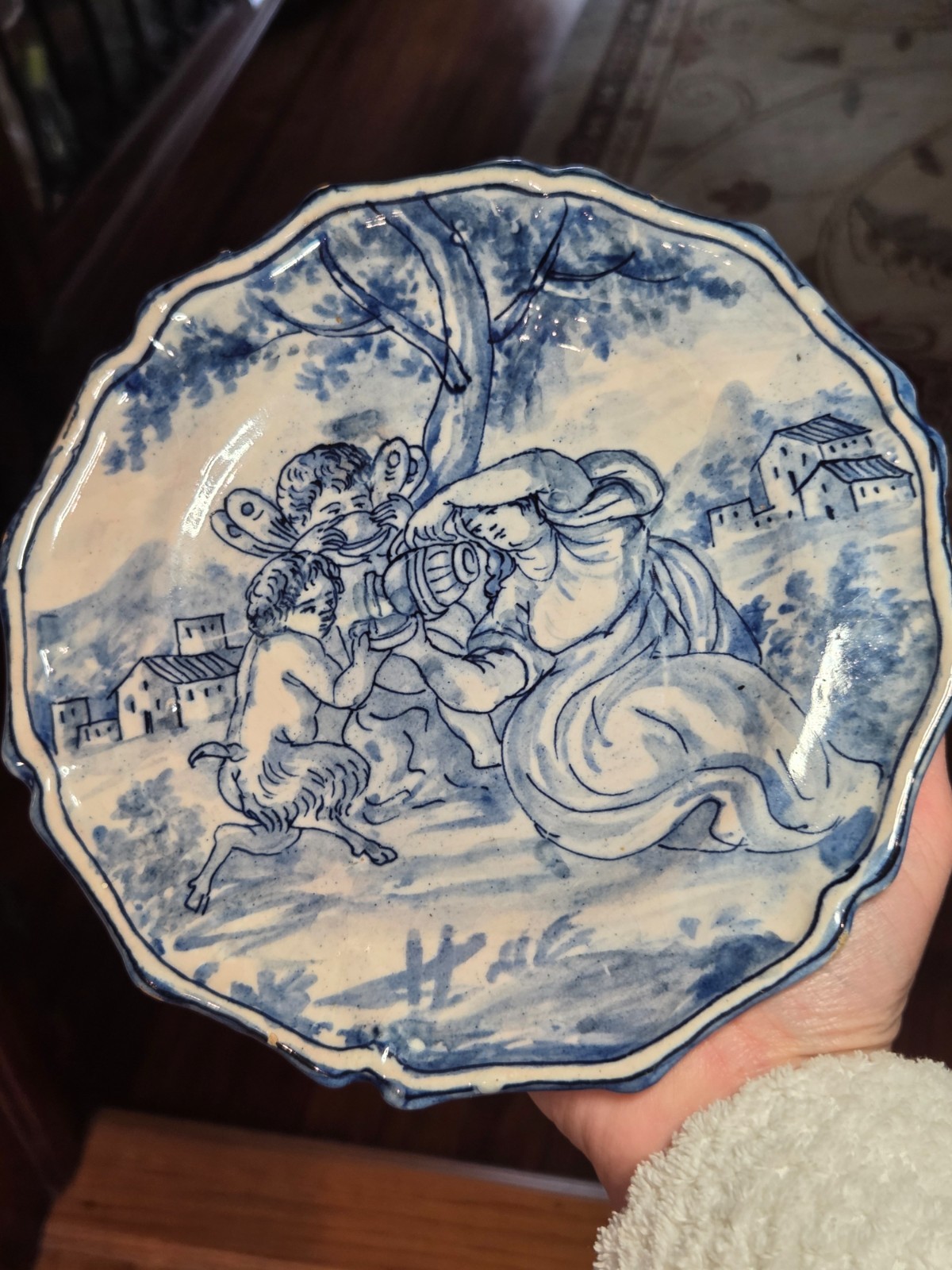Antique Italian Majolica Maiolica Faience Savona Blue and White Plate