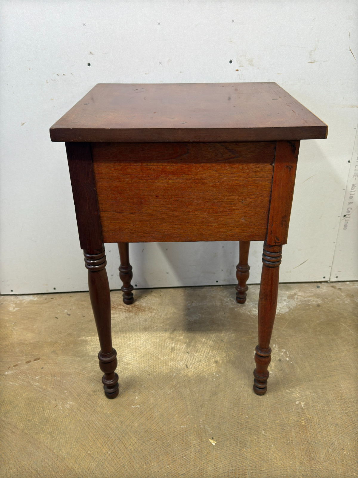antique Birdseye maple & cherry red wash 2 drawer table stand Country Farm