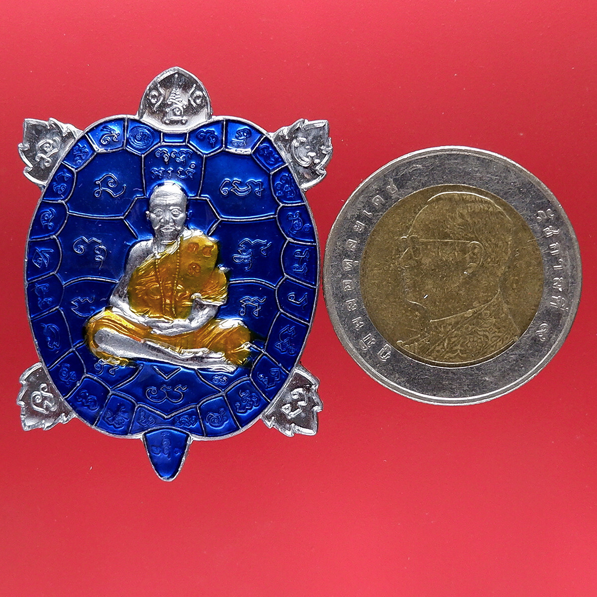FREE Waterproof Case Genuine Lead Thai Amulet Pendant LP SAEN Turtle Shape Magic