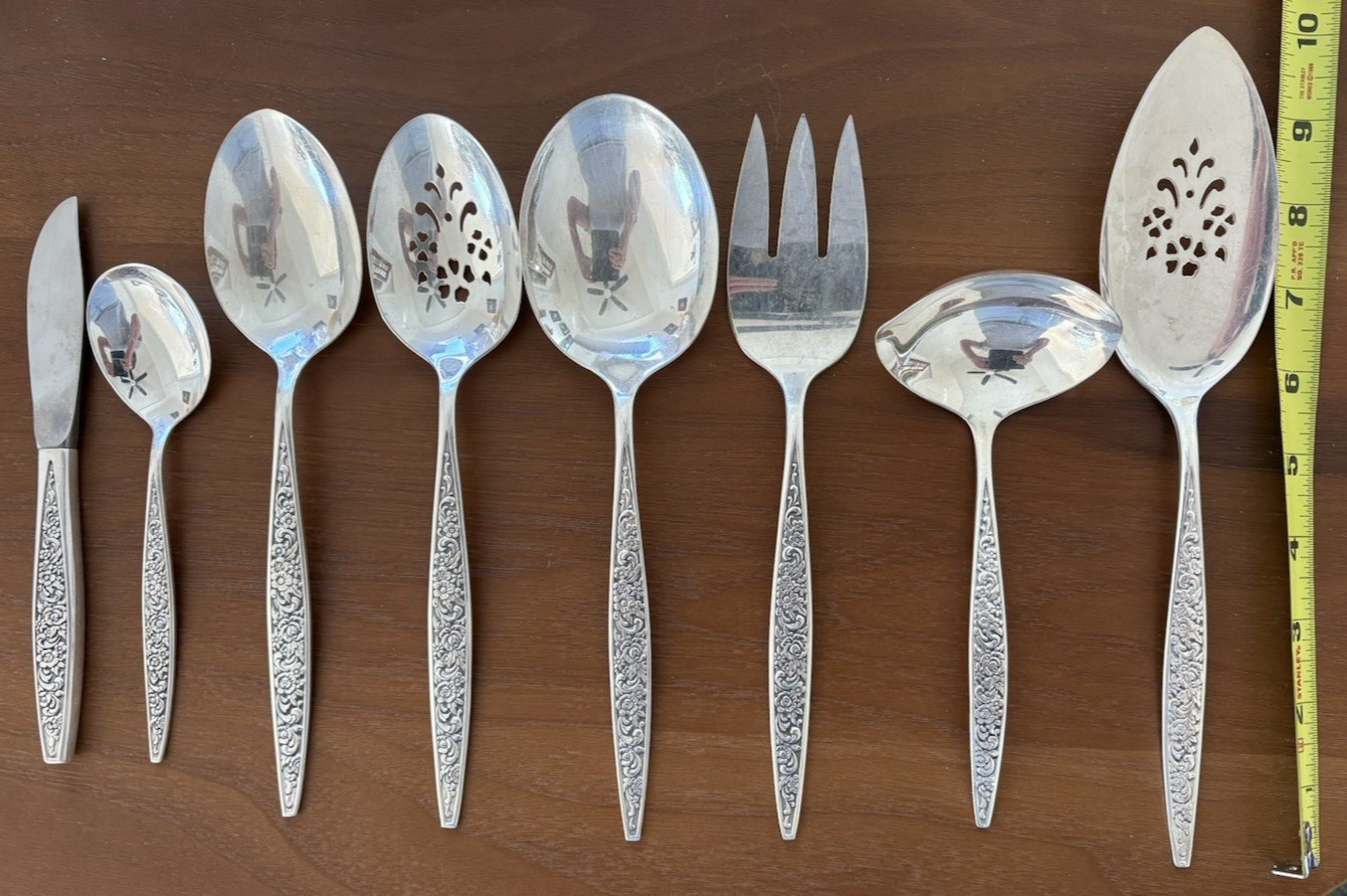 Vintage Oneida Community TANGIER Silverplate 8 Piece Hostess Set Serve Ware