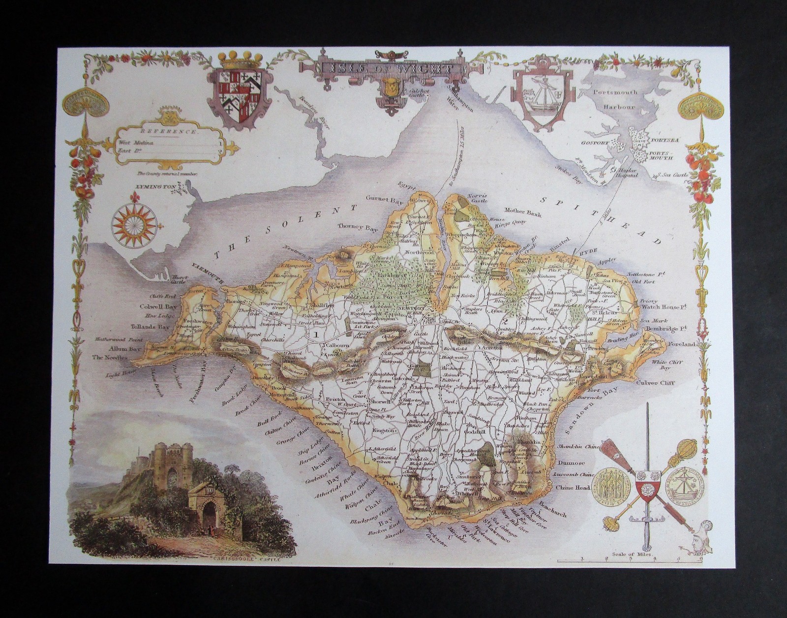 12.40″ x 9.40″ REPRODUCTION OF AN 1830 THOMAS MOULE COUNTY MAP ISLE OF WIGHT