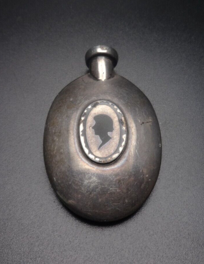 VTG Sterling Silver Perfume Flask CAMEO Hallmarked 377 .925 Victorian Mono