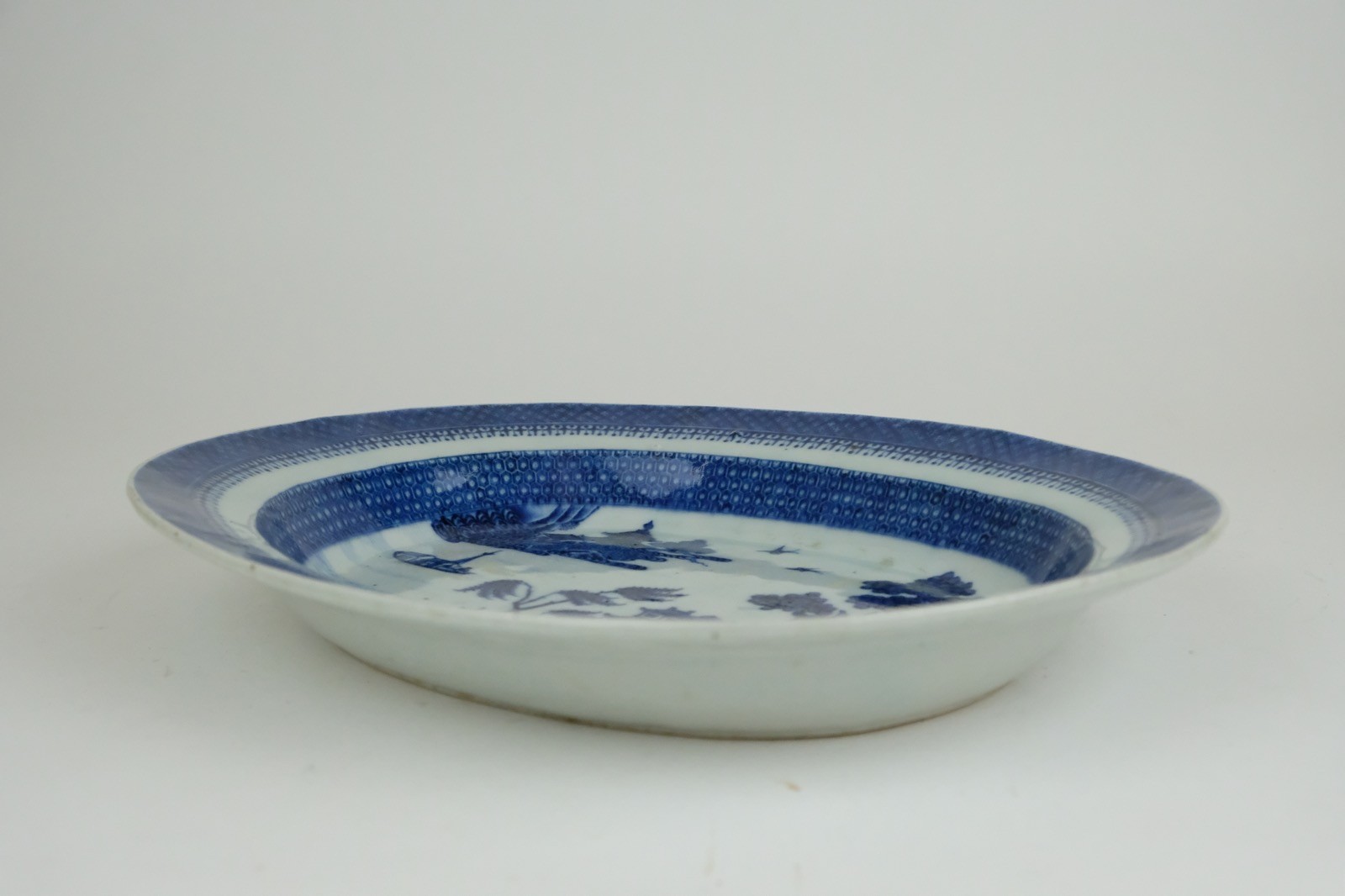 Large 18th C. Chinese Export Platter Willow Pattern Perfect 37cm / 14.8 inch