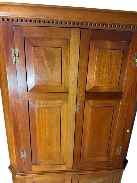 SOLID MAHOGANY CUSTOM PEGGED CORNER CABINET