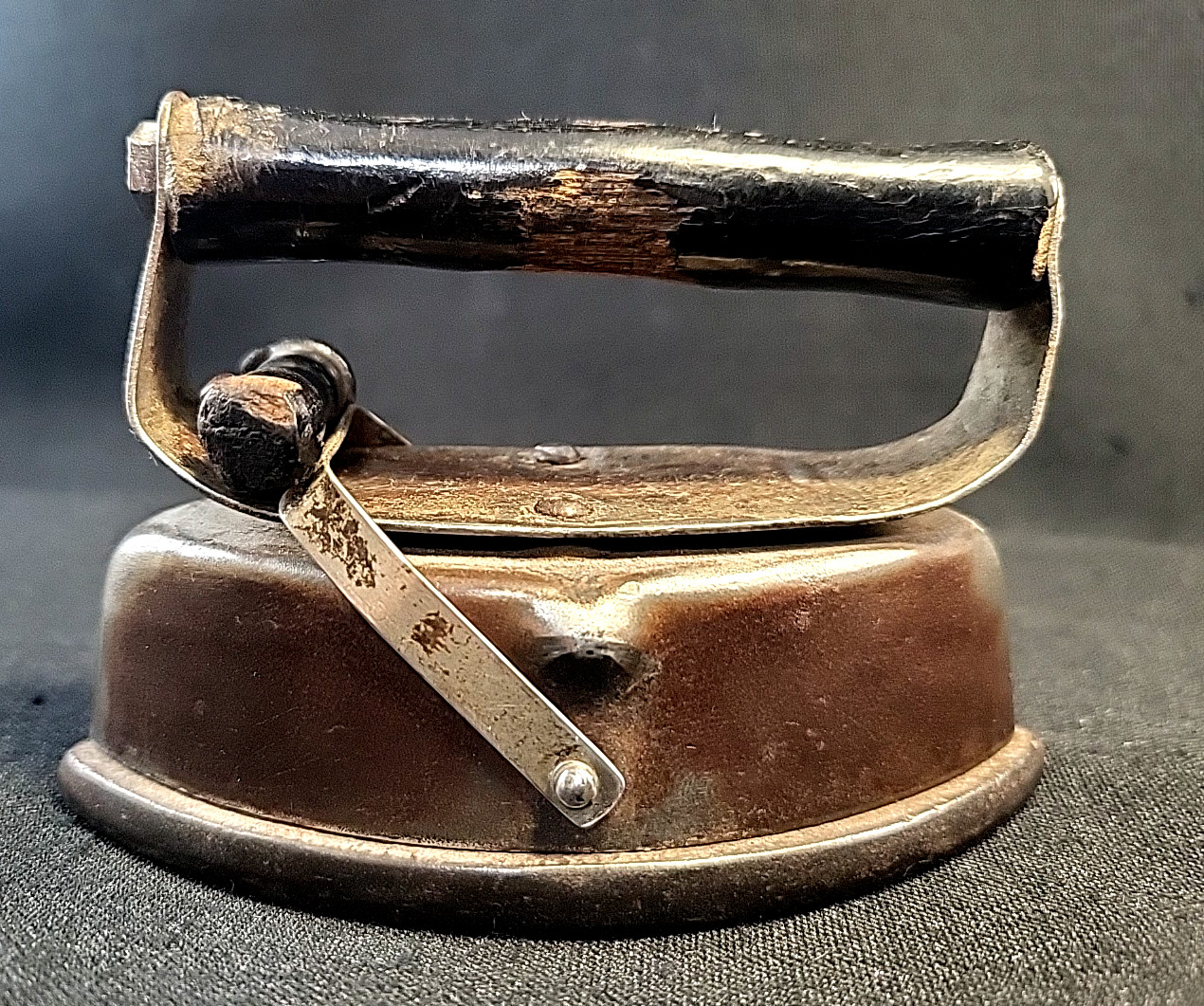 Antique Miniature Sad Iron With Detachable Black Wood Handle Asbestos Dover 1900
