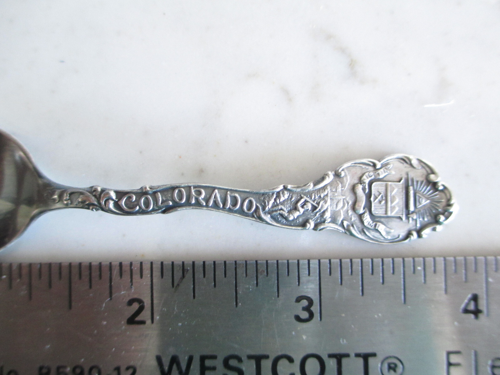 Colorado NIL SINE NUMIN Sterling Souvenir Spoon 8 Grams Prospector Cabin LOOK!