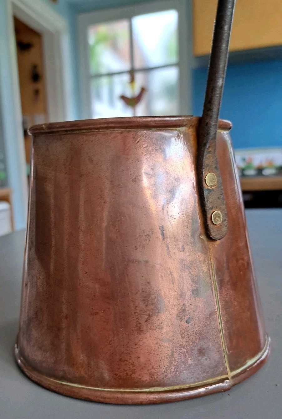 Antique Copper Cider Measure /Ladle/Jug Hooked Handle ~ Bates Brass Birmingham