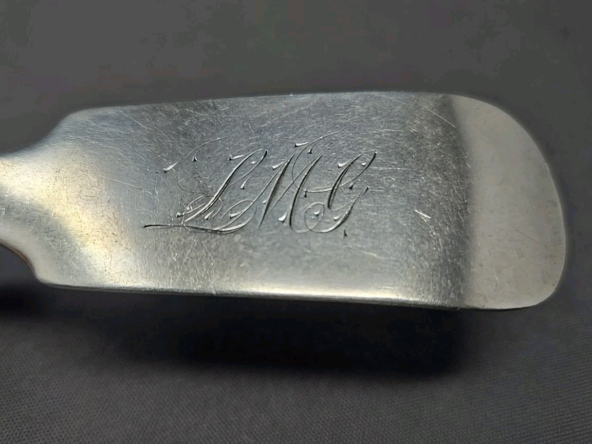E. Stebbins & Co Coin Silver Serving Spoon New York NY 1835-45 #2