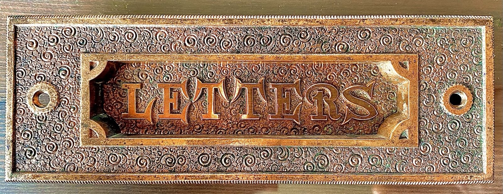 Antique 1880’s-90’s Victorian Copper over Bronze Letter slot (Stunning Example)