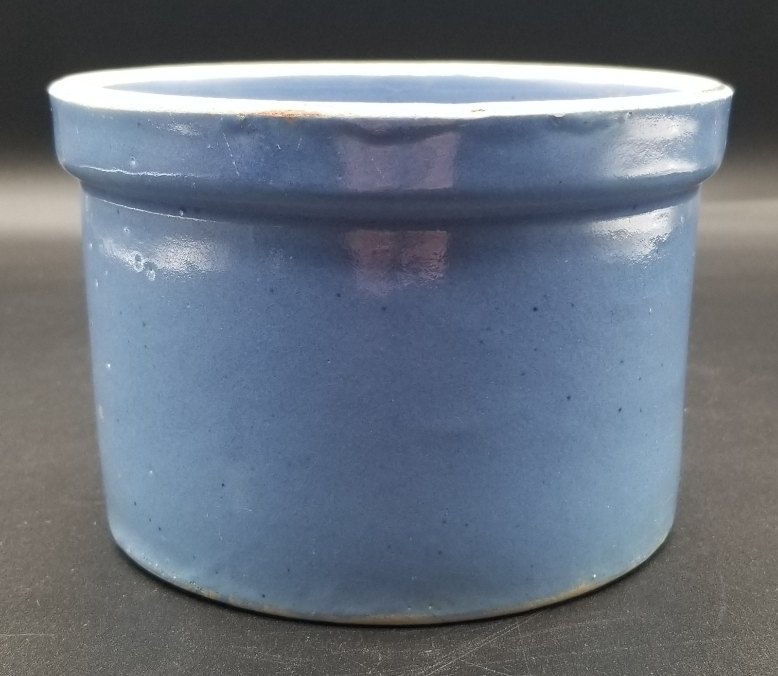 Antique Blue Stoneware C 2 Lb Butter Crock Primitive Farmhouse