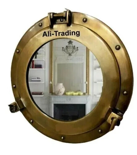 New Solid Brass Golden Finished 15″ Nautical Maritime Brass Ship Porthole Gift