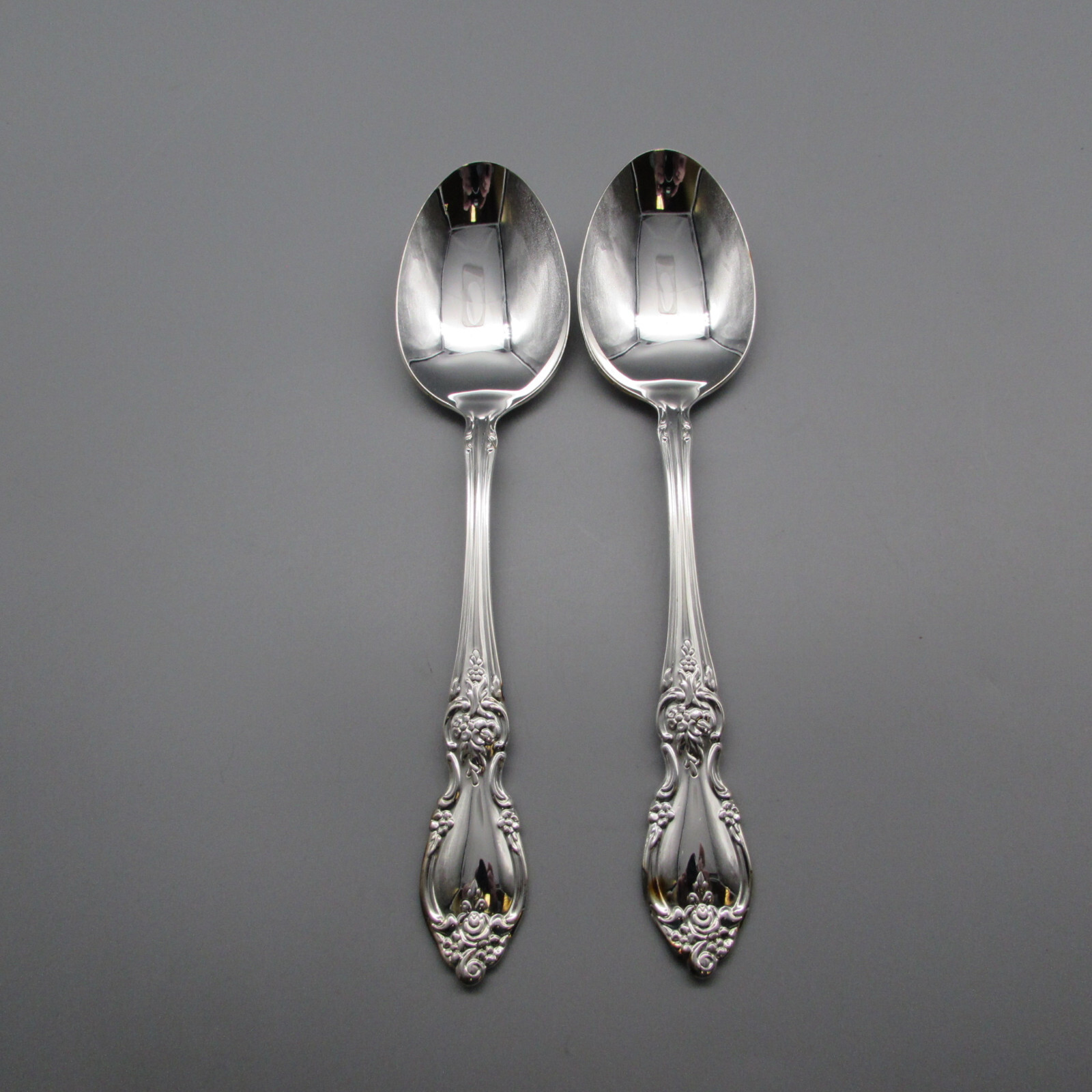 Oneida Silverplate Silver Magnolia Serving Spoons – Set of Two NOS USA Made