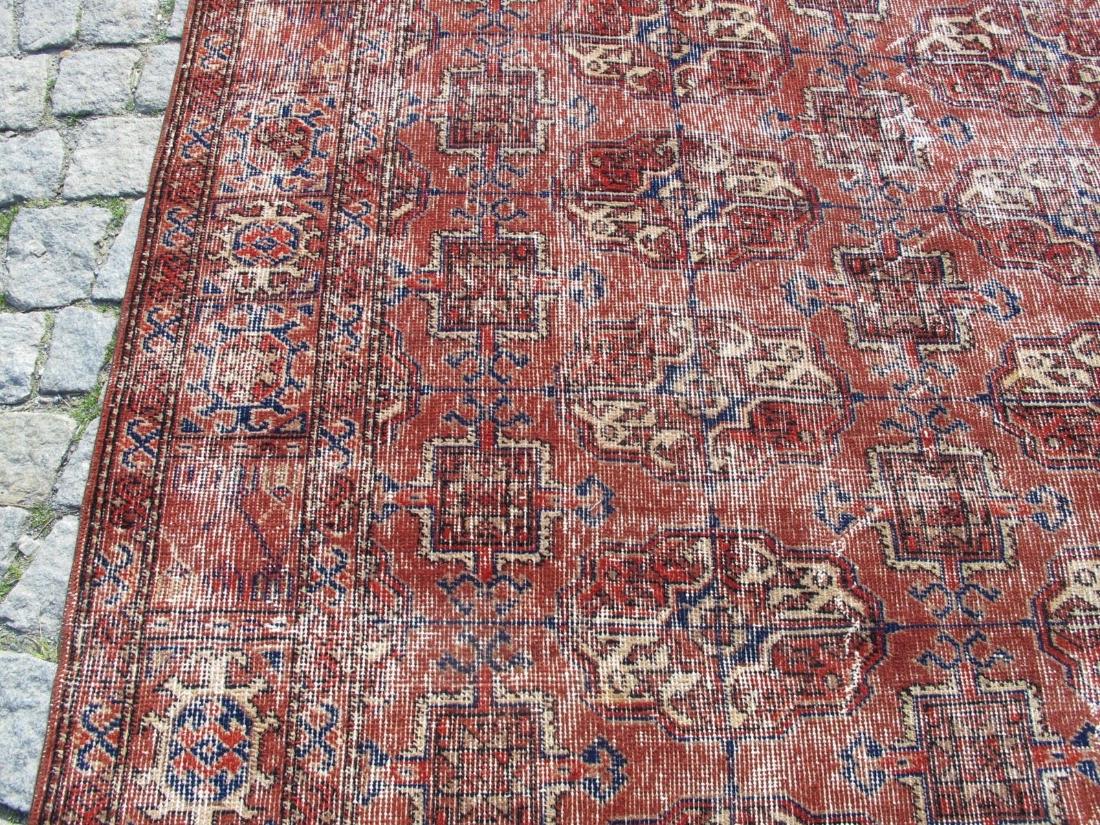 Authentic Vintage Turkish Rug Hand-knotted Wool Carpet distressed boho aesthetic