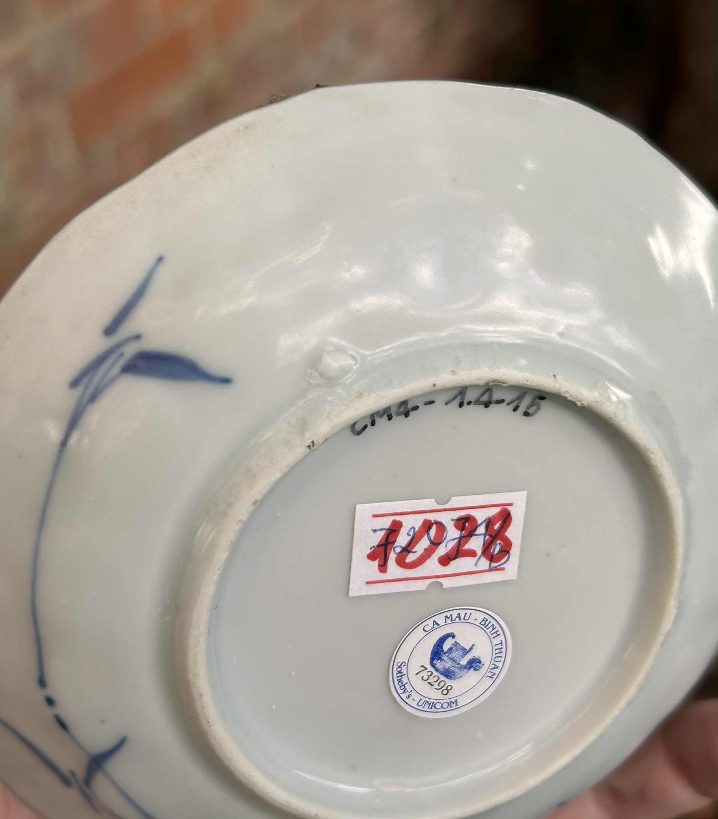 Ca Mau Shipwreck Cargo Landscape and Trellis Tea Bowl and Saucer c1725