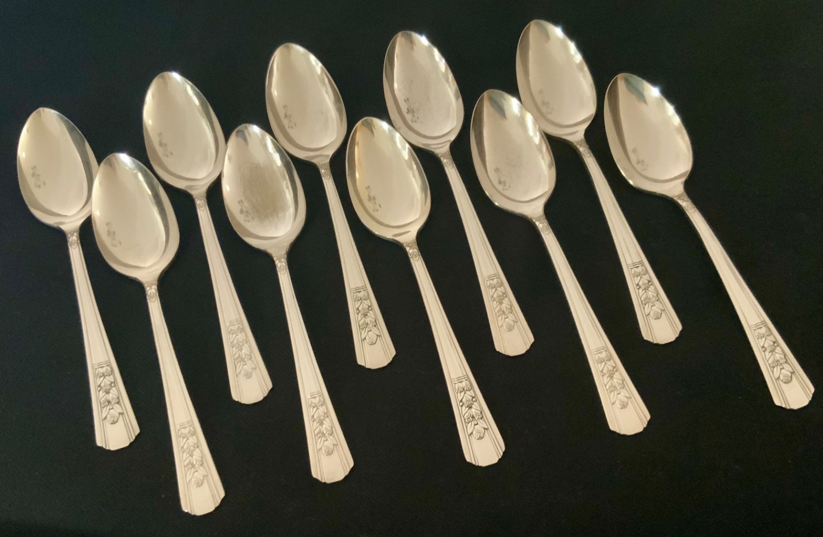 Vintage silver plated Rosalie Spoons 10 piece lot -good condition